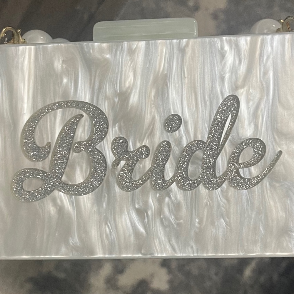 Glitter “bride” clutch